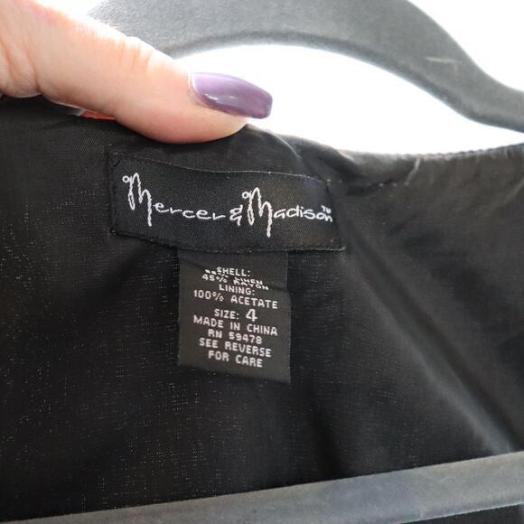 Mercer & Madison Black Sleeveless Midi Dress Size 4 Classic V-Neck Lined - Picture 6 of 6